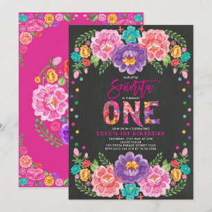 Little Senorita Fiesta Flower Girl 1st Birthday Invitation