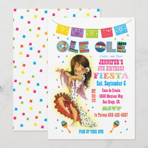 Little Señorita Mexican Fiesta Birthday Party Invitation