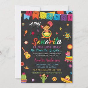 Little Señorita On The Way Girl Fiesta Baby Shower Invitation