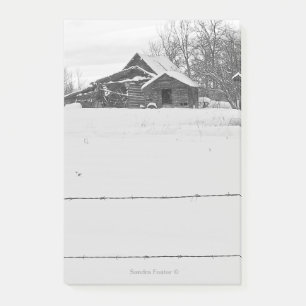 Little Shacks With Fence Winter Scene Post-it Notes