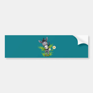 Little shaggy gray donkey bumper sticker