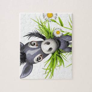 Little shaggy gray donkey jigsaw puzzle