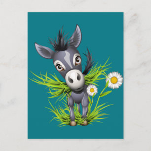 Little shaggy gray donkey postcard