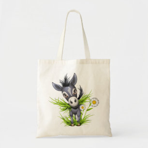 Little shaggy grey donkey tote bag