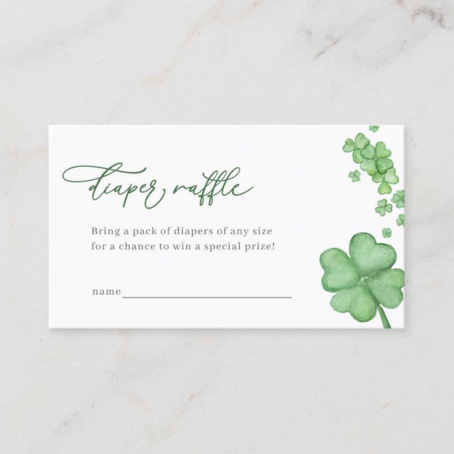Little Shamrock Baby Shower Diaper Raffle Card (Front)