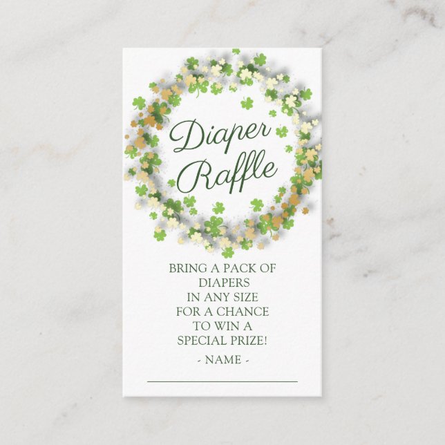 Little Shamrock Baby Shower Diaper Raffle Enclosure Card (Front)