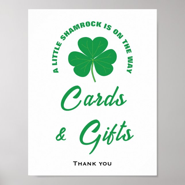 Little Shamrock Fun Baby Shower Cards & Gifts Sign (Front)