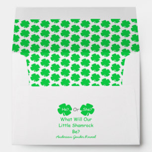 Little Shamrock Gender Reveal Envelope