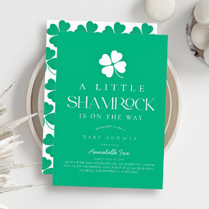 Little Shamrock Modern Green Baby Shower Invitation