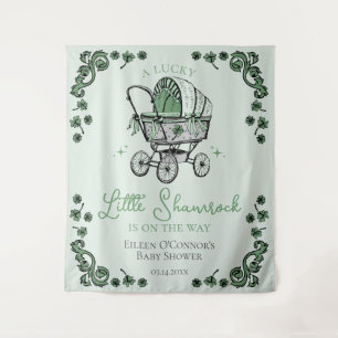 Little Shamrock St Patricks Baby Shower Backdrop Tapestry