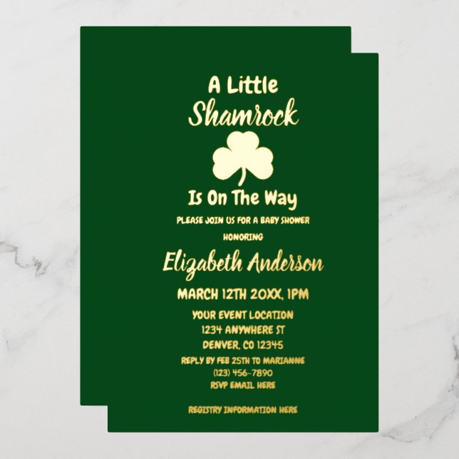 Little Shamrock St Patrick's Day Baby Shower (Front/Back)