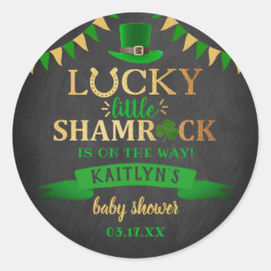 Little Shamrock St. Patrick's Day Baby Shower Classic Round Sticker