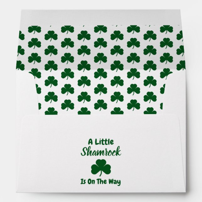 Little Shamrock St Patrick's Day Baby Shower Envelope (Back (Bottom))
