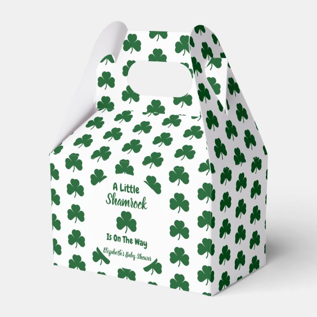 Little Shamrock St Patrick's Day Baby Shower Favour Box (Front Side)