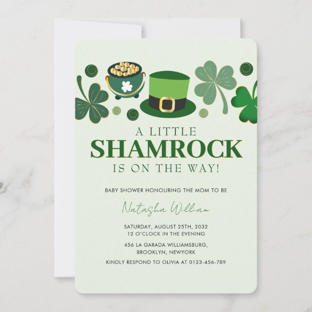 Little Shamrock St Patrick's Day Baby Shower  Invi Invitation (Front)