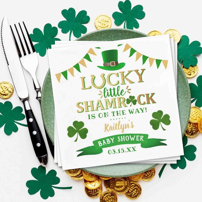Little Shamrock St. Patrick's Day Baby Shower Napkin (Creator Uploaded)