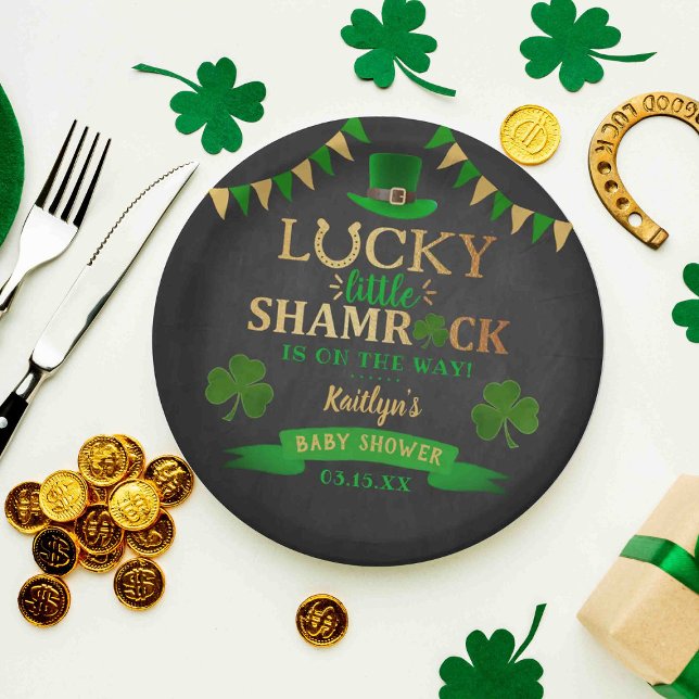 Little Shamrock St. Patrick's Day Baby Shower Paper Plate (Creator Uploaded)