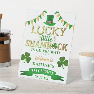Little Shamrock St. Patrick's Day Baby Shower Pedestal Sign