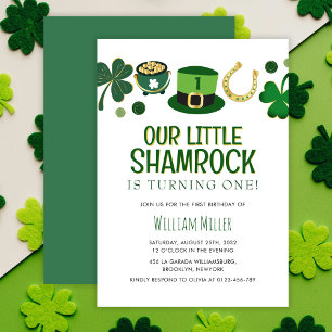 Little Shamrock St Patrick's Day Birthday Invitation