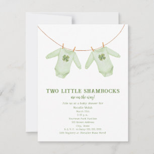 Little Shamrocks Twin St Patrick's Boy Baby Shower Invitation