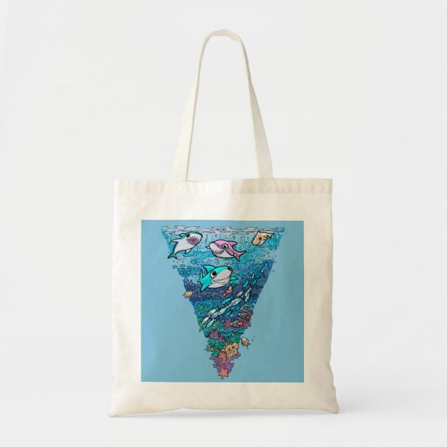 Little Shark Doodle Tote Bag (Front)