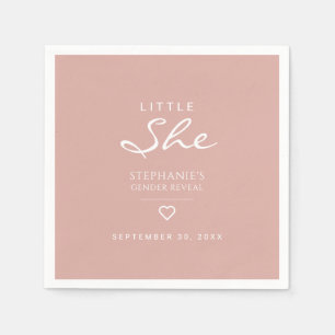 Little She Heart Dusty Rose Gender Reveal   Napkin