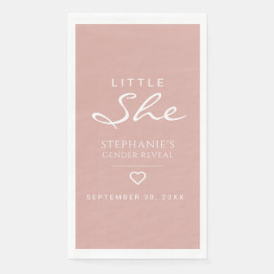Little She Heart Dusty Rose Gender Reveal   Napkin