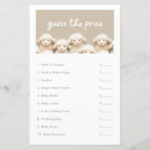 Little Sheep Guess the Price Baby Shower Game
