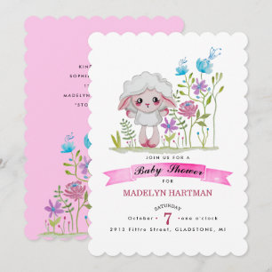 Little sheep in water color invitation