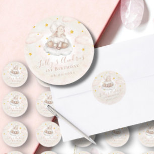 Little Sheep Lamb Dreamy star Baby First Birthday Classic Round Sticker