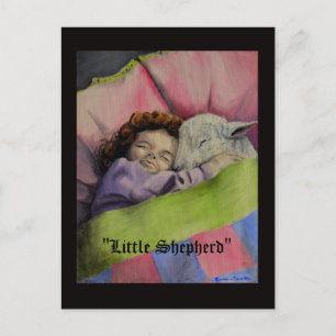 "Little Shepherd" Lamb of God with girl sleeps Postcard
