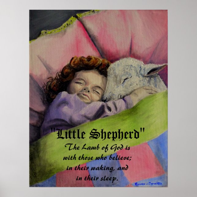 "Little Shepherd" The Lamb of God with girl sleep Poster (Front)