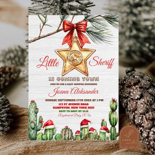 Little Sheriff Western Christmas Baby Shower Invitation