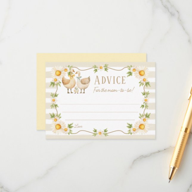 Little Silly Goose Baby Shower Advice for Mum  Enclosure Card (Front/Back In Situ)