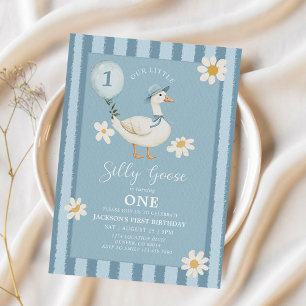 Little Silly Goose Daisy Boy 1st Birthday  Invitation