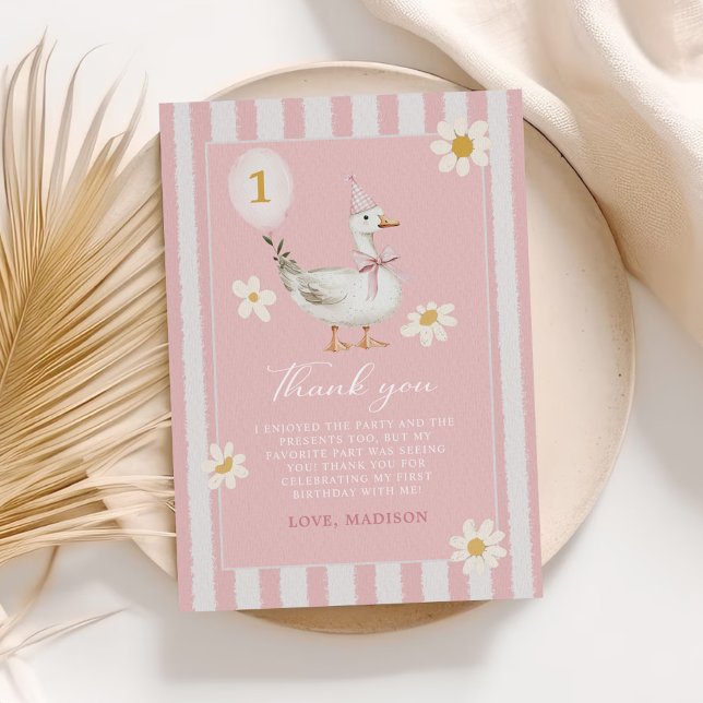 Little Silly Goose Daisy Girl 1st Birthday Thank You Card (Creator Uploaded)