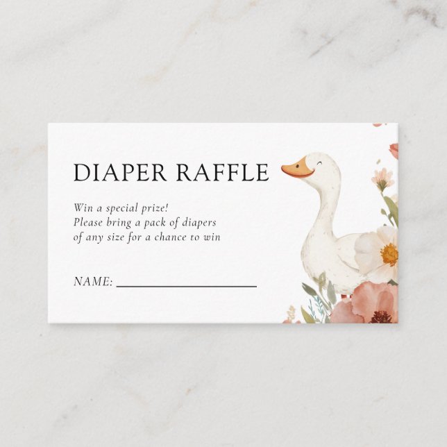 Little Silly Goose Girl Baby Shower Diaper Raffle Enclosure Card (Front)