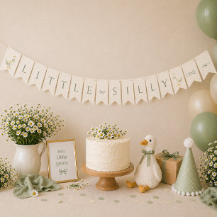 Little Silly Goose ONE Sage Green First Birthday  Bunting