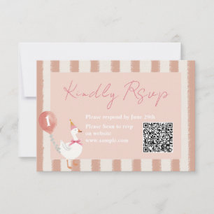 Little Silly Goose Pink Balloon Birthday RSVP Card