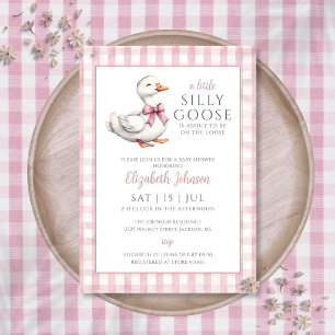 Little Silly Goose Pink Girl Baby Shower  Invitation