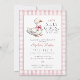Little Silly Goose Pink Girl Baby Shower  Invitation