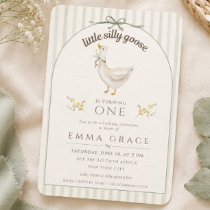 Little Silly Goose Sage Green Birthday Birthday Invitation