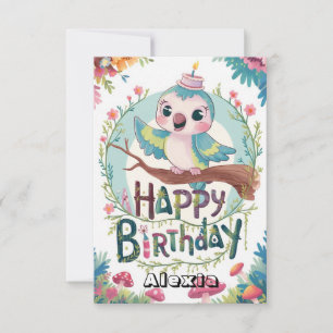 Little Simple Parrot Digital Birthday Card