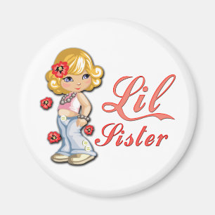 LIttle Sister and Flowers Magnet