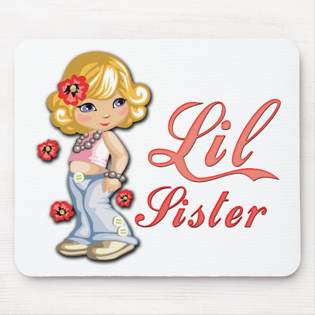 LIttle Sister and Flowers Mouse Mat (Front)