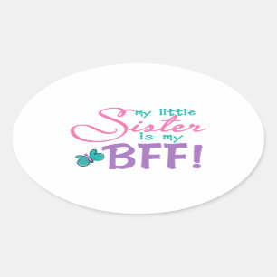 Little Sister BFF Butterfly Oval Sticker