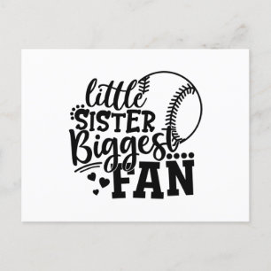 Little Sister Biggest Fan Baseball Postcard