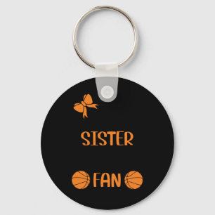 Little Sister Biggest Fan Basketball Sister Key Ring
