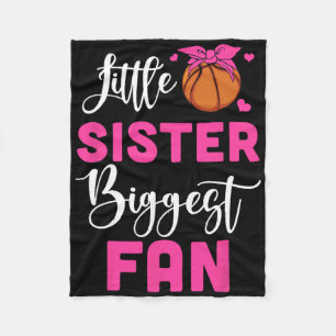 Little Sister Biggest Fan Bysketbyll Girl Fleece Blanket