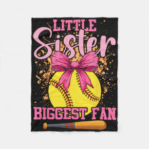 Little Sister Biggest Fan Funny Softll Sister Fleece Blanket